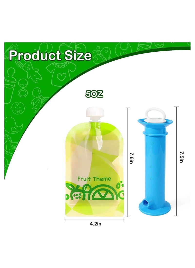 SYOSI - Baby Food Maker, with 4pcs reusable pouches for Toddlers Baby, Portable Baby Food Pouches Refillable Kit, with Bottom Double Lock Zipper, for Applesauce Yogurt Smoothie - Image 1