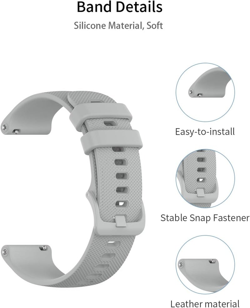 WUNIAK Smart Watch Band 22mm, Soft Silicone Sport Replacement Strap, Waterproof Lightweight Wristband for Men & Women .(Black+Grey,2 Pack) - Image 3