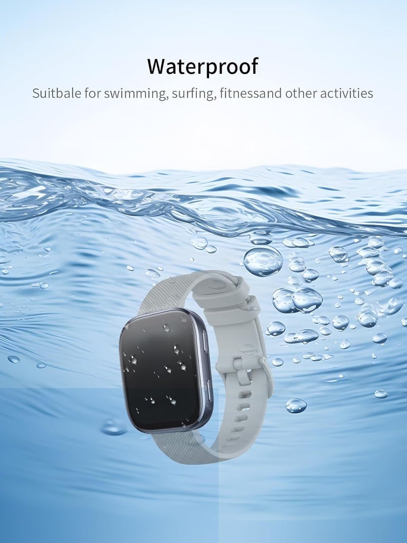 WUNIAK Smart Watch Band 22mm, Soft Silicone Sport Replacement Strap, Waterproof Lightweight Wristband for Men & Women .(Black+Grey,2 Pack) - Image 4