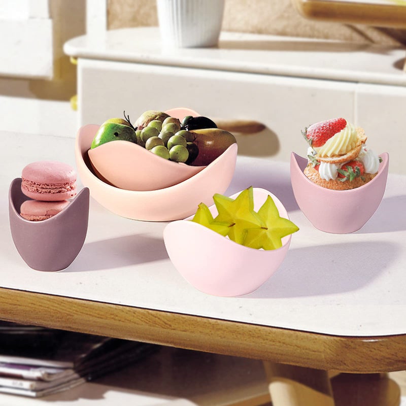 Notakia Salad Decorative Bowls Lotus Shaped Pasta Bowls Dishwasher Safe, Unique Angled Ceramic Bowls for Salad, Pasta, Soup, Rice, Prep, Ideal for Restaurant (Purple 5 Packs) - Image 4