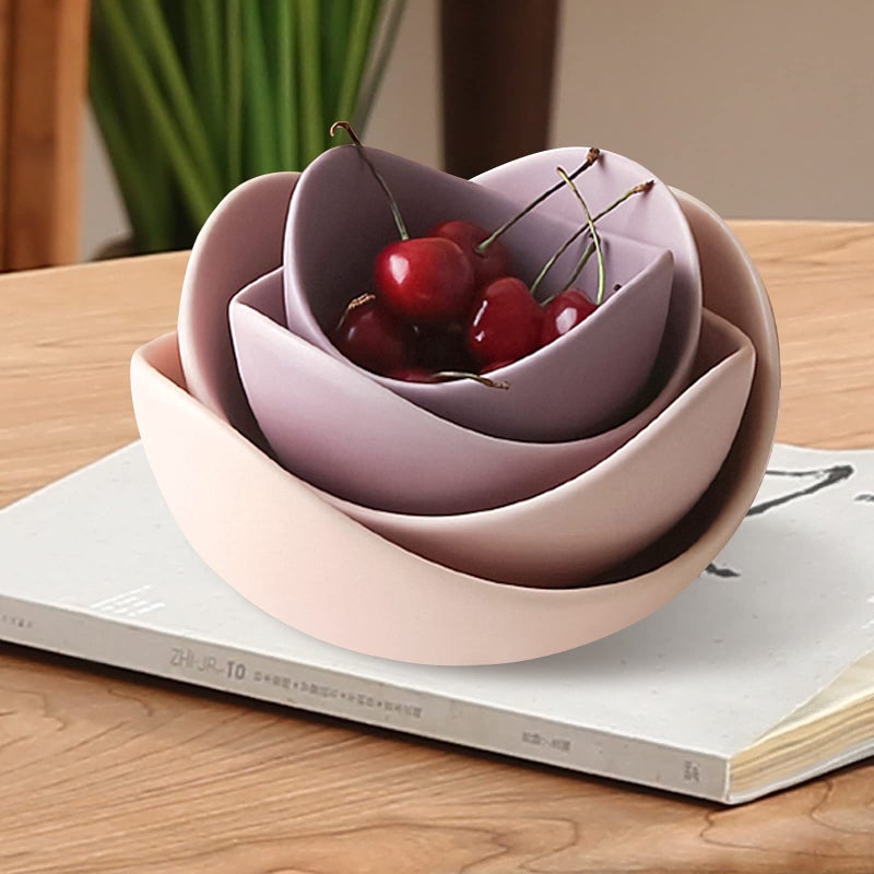 Notakia Salad Decorative Bowls Lotus Shaped Pasta Bowls Dishwasher Safe, Unique Angled Ceramic Bowls for Salad, Pasta, Soup, Rice, Prep, Ideal for Restaurant (Purple 5 Packs) - Image 2