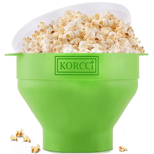 KORCCI The Original Korcci Microwaveable Silicone Popcorn Popper, BPA Free Microwave Popcorn Popper, Collapsible Microwave Popcorn Maker Bowl, Dishwasher Safe - Green - Image 1