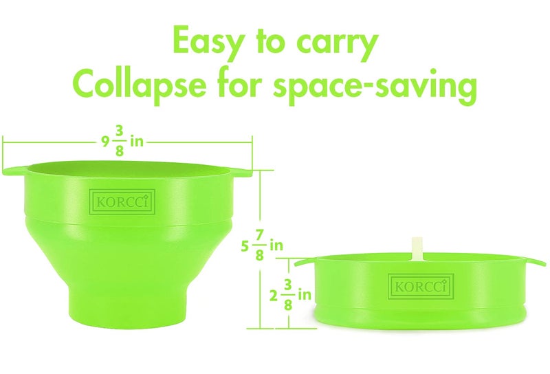 KORCCI The Original Korcci Microwaveable Silicone Popcorn Popper, BPA Free Microwave Popcorn Popper, Collapsible Microwave Popcorn Maker Bowl, Dishwasher Safe - Green - Image 3