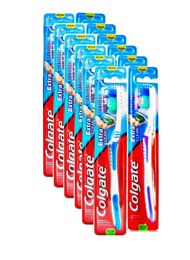 12-Piece Extra Clean Medium Toothbrush Set Multicolour