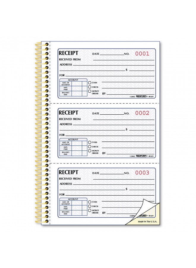 Rediform Gold Standard Money Receipt Book, 2.75" x 5", 225 Numbered Duplicates (8L829) - Image 1
