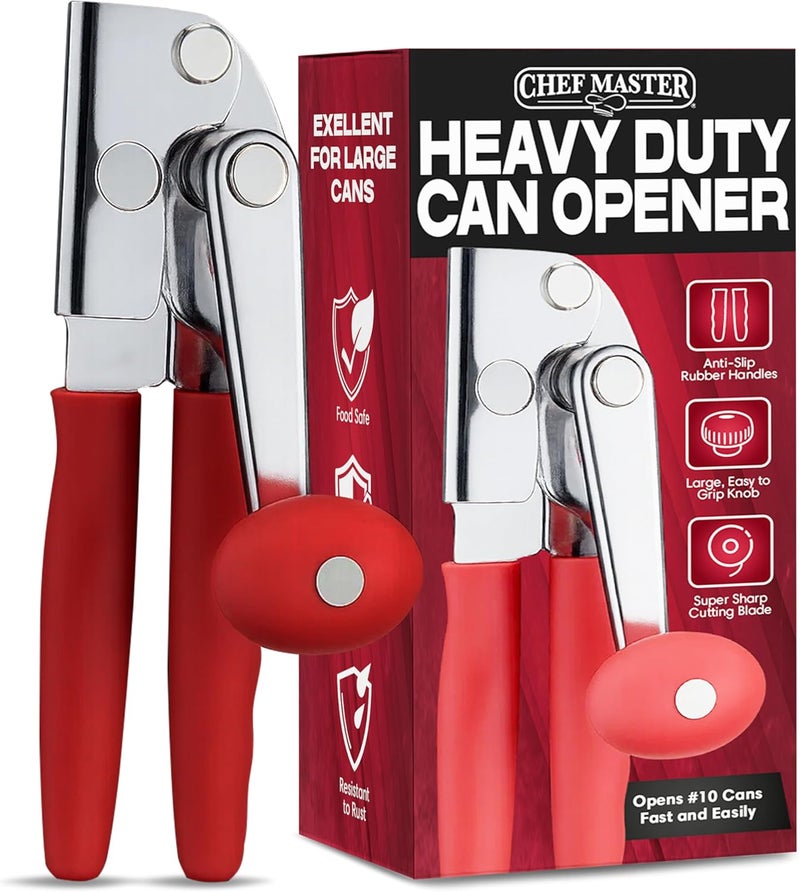 Chefmaster Commercial Can Opener Heavy Duty - Manual Hand Crank for Large Cans with Anti-Slip Grip - Stainless Steel Restaurant Can Opener Manual for Seniors, Kitchen, Bars & Food Trucks - 90056 - Image 1