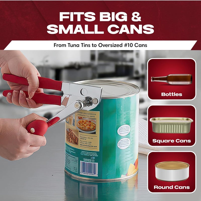 Chefmaster Commercial Can Opener Heavy Duty - Manual Hand Crank for Large Cans with Anti-Slip Grip - Stainless Steel Restaurant Can Opener Manual for Seniors, Kitchen, Bars & Food Trucks - 90056 - Image 4