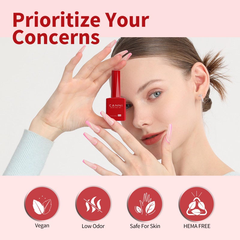CANNI Red Gel Nail Polish - 1Pcs Bright Red Gel Polish High Gloss Soak Off U V Nail Manicure Salon DIY - Image 5
