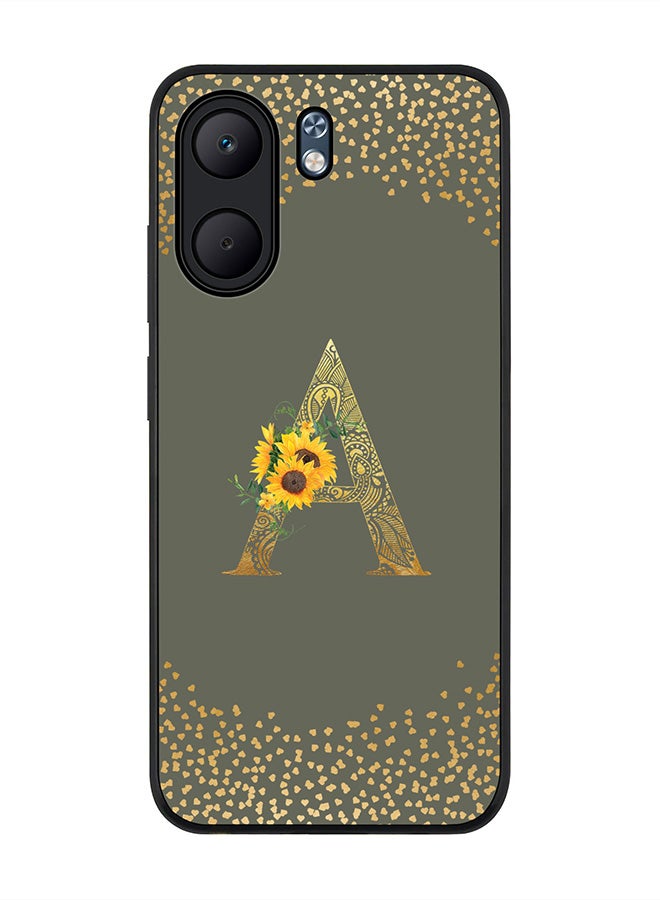 Stylizedd For Oppo A5x 5G / A5x 4G Case,Slim fit Camera Protection, Shockproof Thin Phone cover  - Custom Floral Monogram - A  (Olive Green )