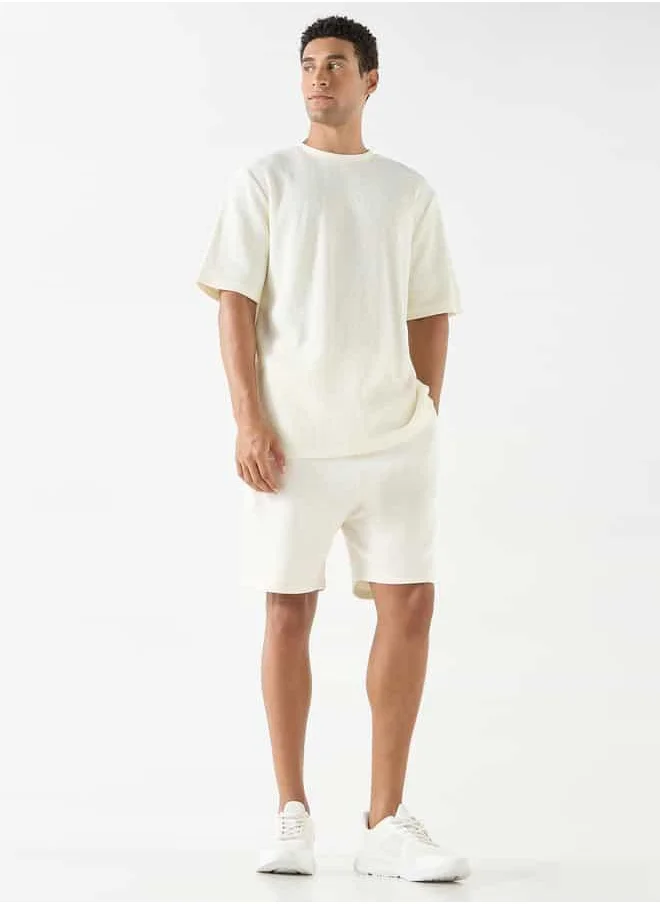 Kappa Kappa Textured Crew Neck T-shirt with Short Sleeves