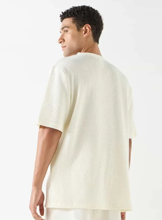 Kappa Kappa Textured Crew Neck T-shirt with Short Sleeves