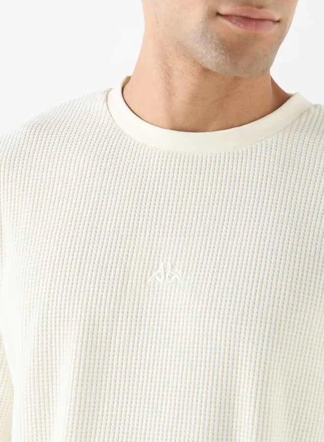 Kappa Kappa Textured Crew Neck T-shirt with Short Sleeves