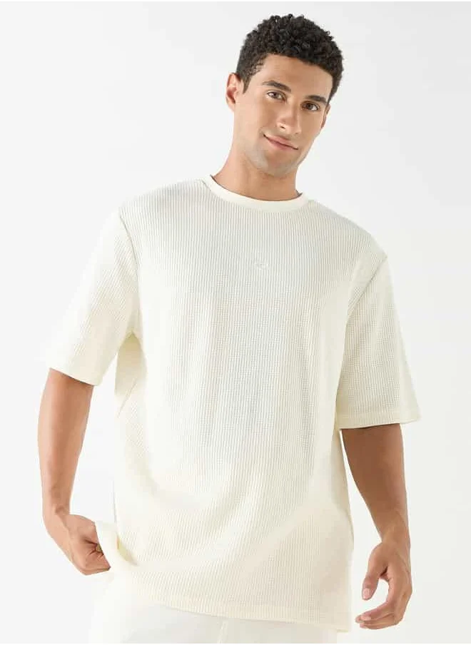 Kappa Kappa Textured Crew Neck T-shirt with Short Sleeves