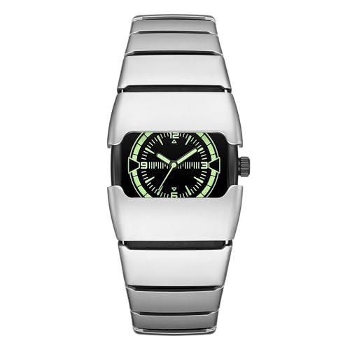 BENLYDESIGN Quartz Silver Cool Luminous Dial Watch, Unique Metal Futuristic Watch for Men, 5ATM Waterproof Mens Stainless Steel Watch - Image 1