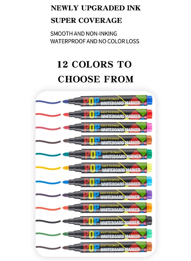 Artriink 12 pcs Whiteboard Markers Set Multicolour - Image 4