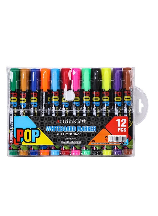 Artriink 12 pcs Whiteboard Markers Set Multicolour - Image 1