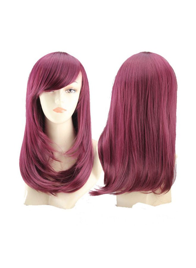 إسكدنيا شعر مستعار متوسط الطول بنمط الأنمي ملائم للحفلات التنكرية أحمر برغندي - Image 1