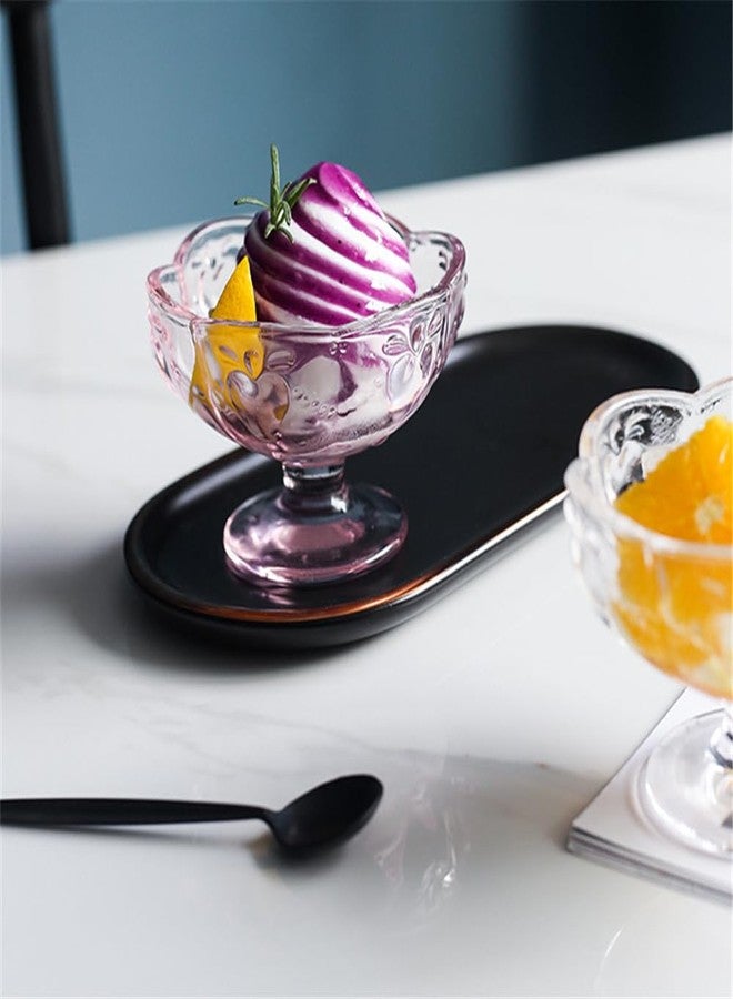 OnePine Set of 2 Footed Glass Ice Cream Dessert Bowls, 140ml Pink Glass Sundae Dishes Dessert Dishes, Height 7cm Glass Dessert Bowls for Dessert, Ice Cream, Sorbet, Fruit and Pudding, etc. - Image 4