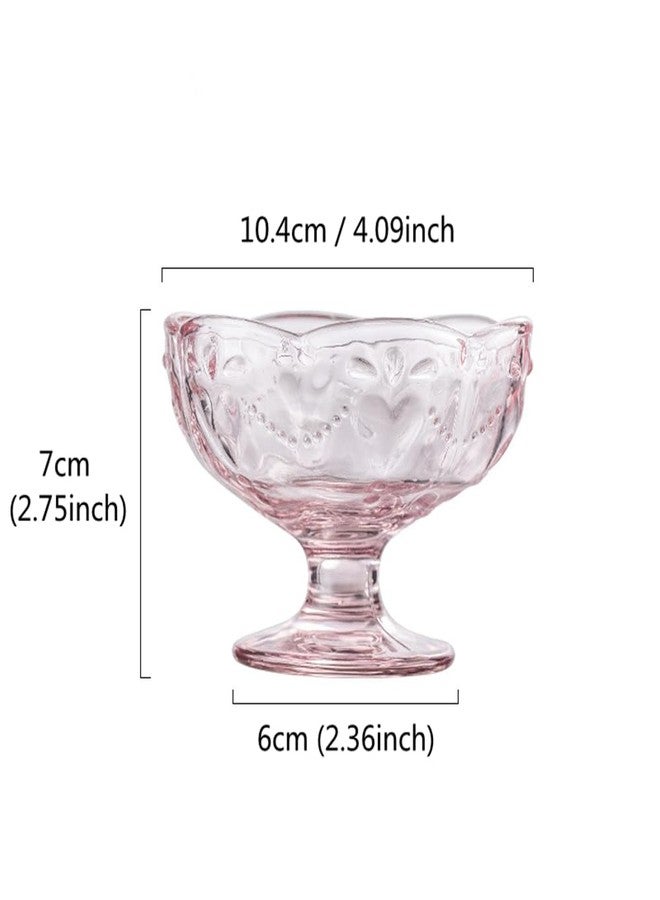 OnePine Set of 2 Footed Glass Ice Cream Dessert Bowls, 140ml Pink Glass Sundae Dishes Dessert Dishes, Height 7cm Glass Dessert Bowls for Dessert, Ice Cream, Sorbet, Fruit and Pudding, etc. - Image 2