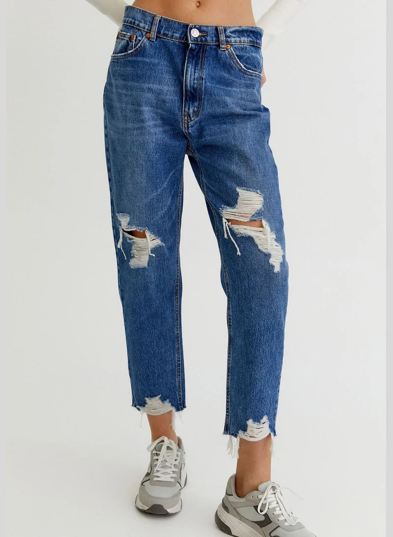 PULL&BEAR Mom jeans with ripped details