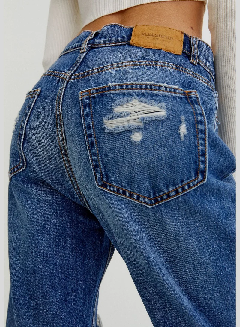 PULL&BEAR Mom jeans with ripped details