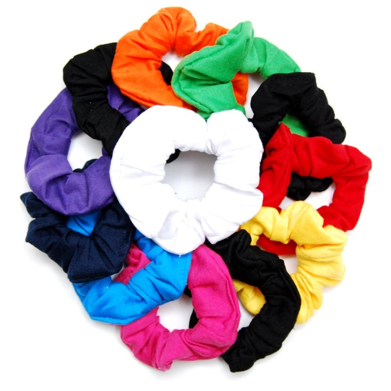 12 Pack  4 inch Pretty Cotton Colorful Scrunchies Ponytail Holder Elastic Hair Bands