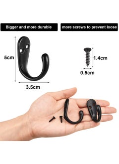 SYOSI Robe Hook, 5Pcs Wall Mounted Robe Hook Single Prong Robe Hook Double Hole Coat Hooks for Bathroom, Bathroom Accessories Black  - Image 2