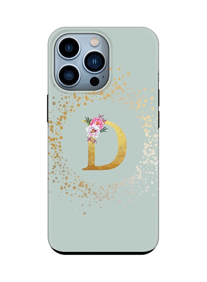 Stylizedd Monogram Tough Series for Apple iPhone 13 Pro Custom Initials Floral Pattern Tough Pro Dual Layer hybrid PC inner TPU protection Alphabet- D (Light Green) - Image 1