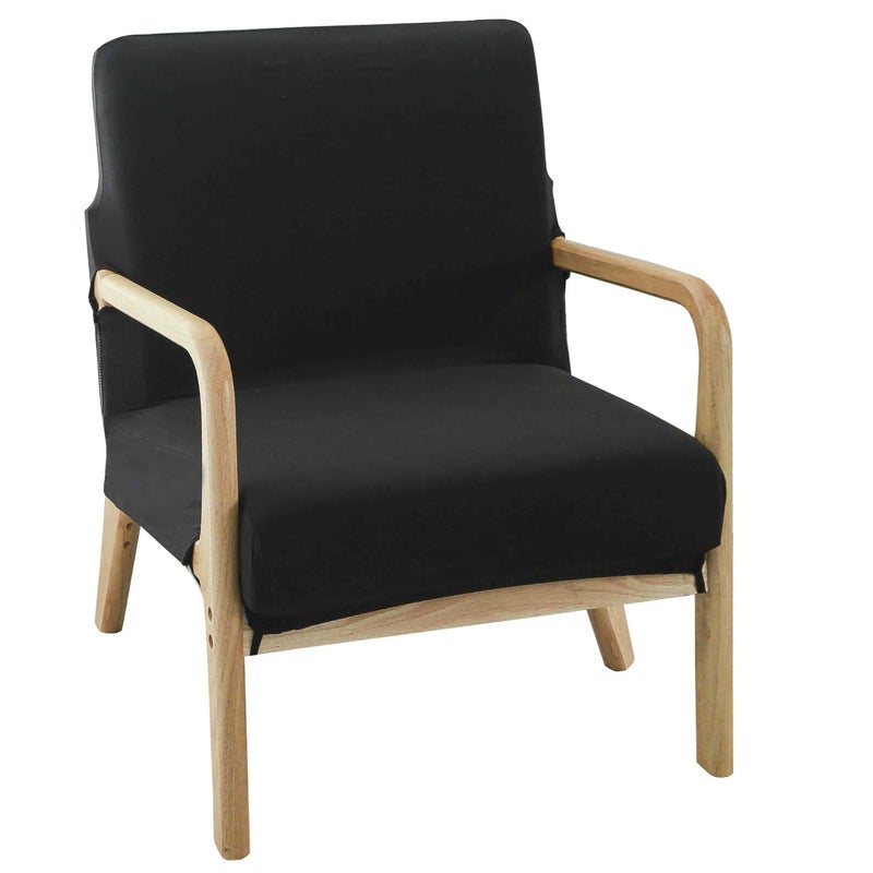 Deisy Dee Printed Mid-Century Modern Chair Cover, Stretch Reading Armchair Covers, Upholstered Living Room Chair Covers (Black) - Image 1