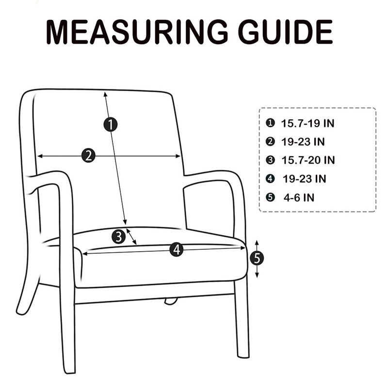 Deisy Dee Printed Mid-Century Modern Chair Cover, Stretch Reading Armchair Covers, Upholstered Living Room Chair Covers (Black) - Image 3