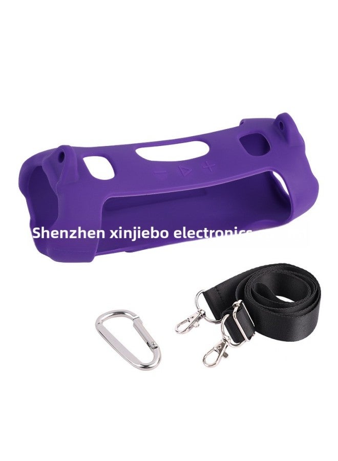 Suitable For JBL Charge6 Bluetooth Speaker Silicone Protective Case Shock Wave 6 Audio Shoulder Bag Portable Soft Case-Color:Purple  - Image 1