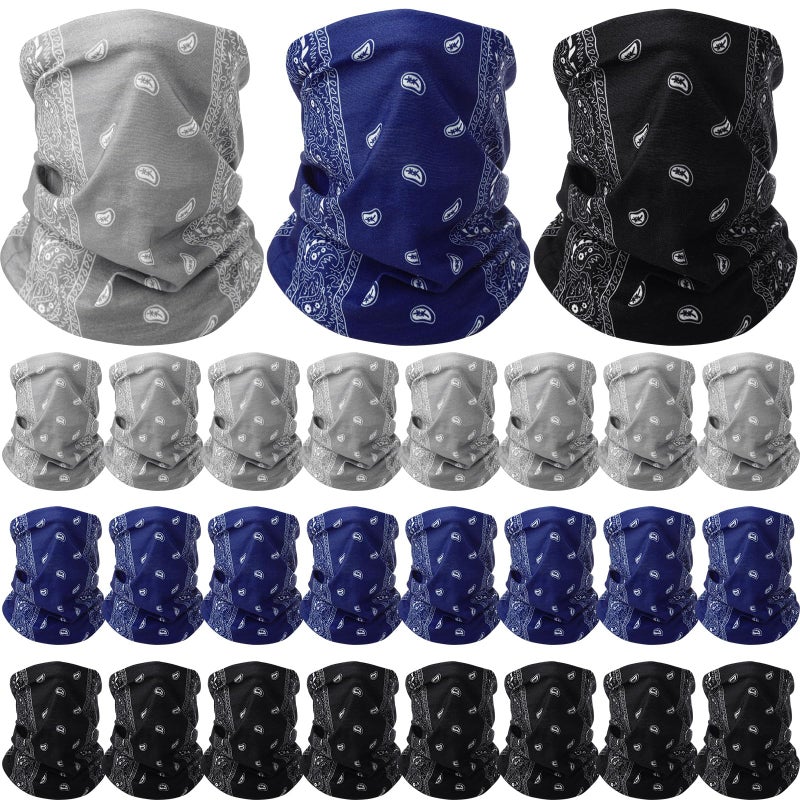 Cozypower 36 Pcs Paisley Bandanas Buffs Seamless Neck Gaiter Face Mask Headwear Balaclava for Men Women Wind UV, Dark Color, 50 x 25 cm/19.69 x 9.84 inch - Image 1