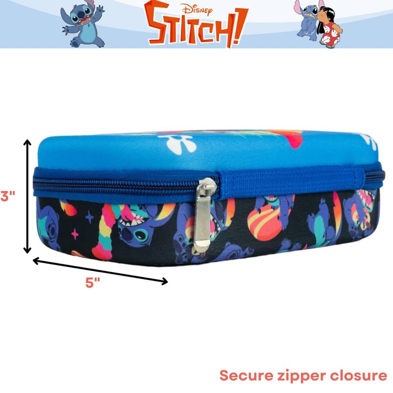 Innovative Designs Disney Stitch Pencil Case Set with Stickers and Gel Pens for Kids, Molded with Zip Closure, Blue - Image 3