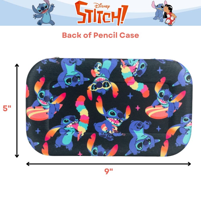 Innovative Designs Disney Stitch Pencil Case Set with Stickers and Gel Pens for Kids, Molded with Zip Closure, Blue - Image 4