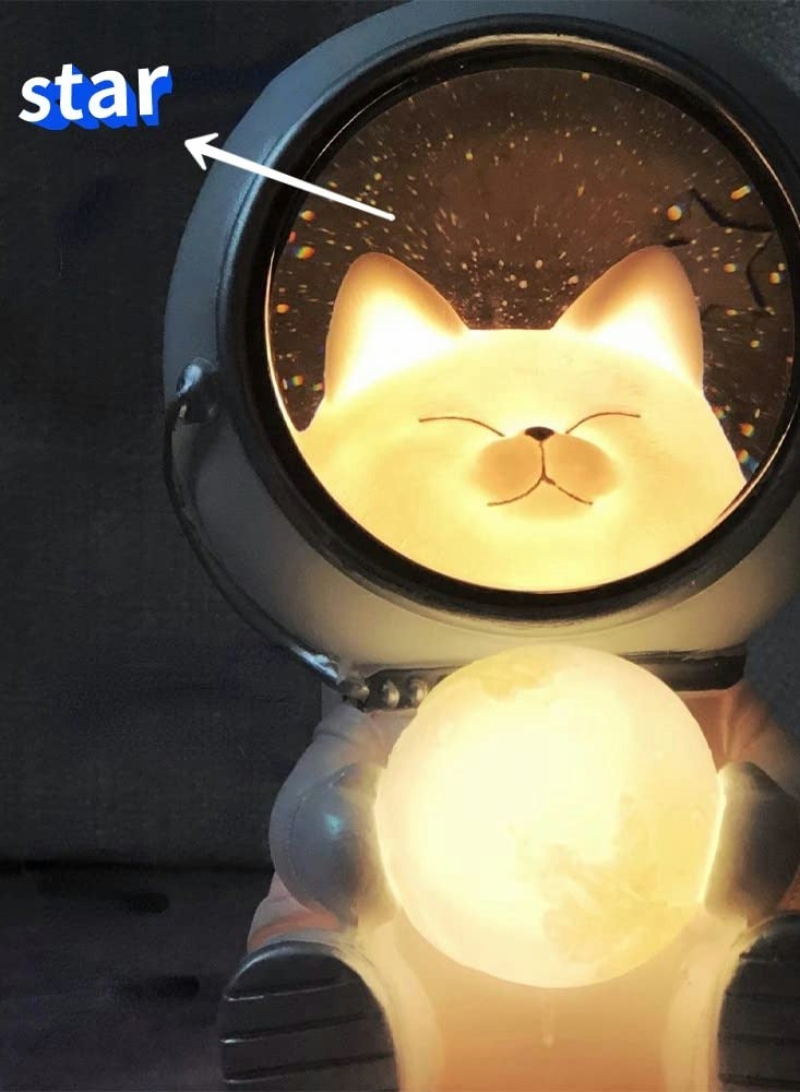 Excefore Night Light for Kids  Spaceman LED Nursery Astronaut Moon Lamps Galaxy Guardian Desktop Decoration Birthday Gift (Space Cat) - Image 3