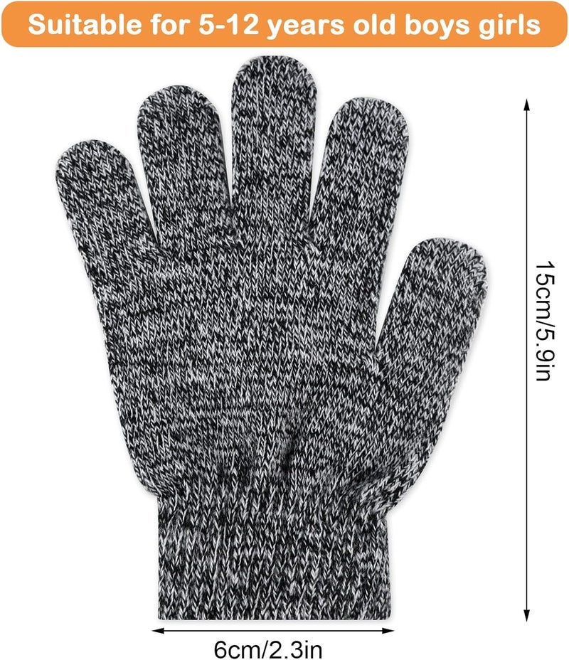 ONESING 3-24 Pairs Winter Knit Gloves for Kids - White Finger Gloves for Boys and Girls - Image 2