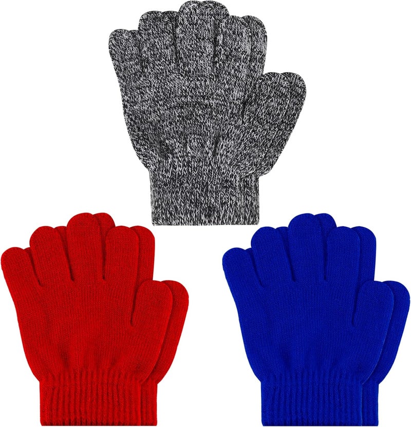 ONESING 3-24 Pairs Winter Knit Gloves for Kids - White Finger Gloves for Boys and Girls - Image 1