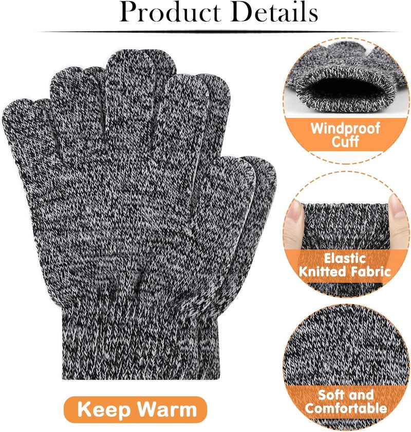 ONESING 3-24 Pairs Winter Knit Gloves for Kids - White Finger Gloves for Boys and Girls - Image 3