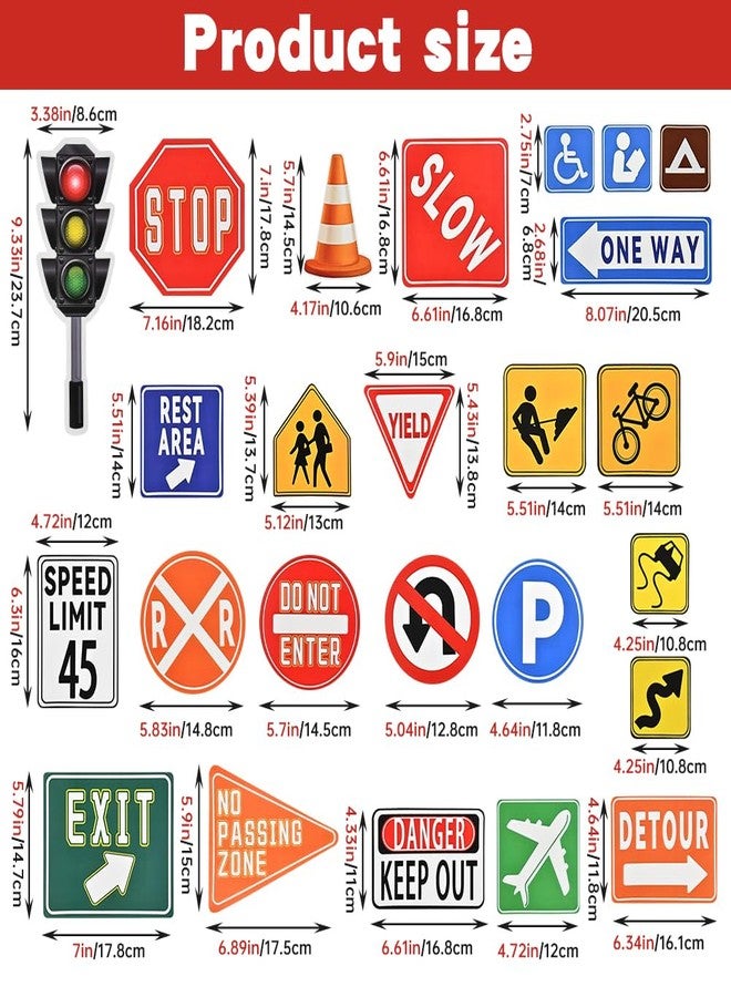 Ranjaner 25 Pcs Waterproof Road Signs Wall Decal Set, Peel and Stick Traffic Street Sign Stickers for Kids' Bedroom, Classroom, Playroom Decor(Colorful,Size:Multisize) - Image 3