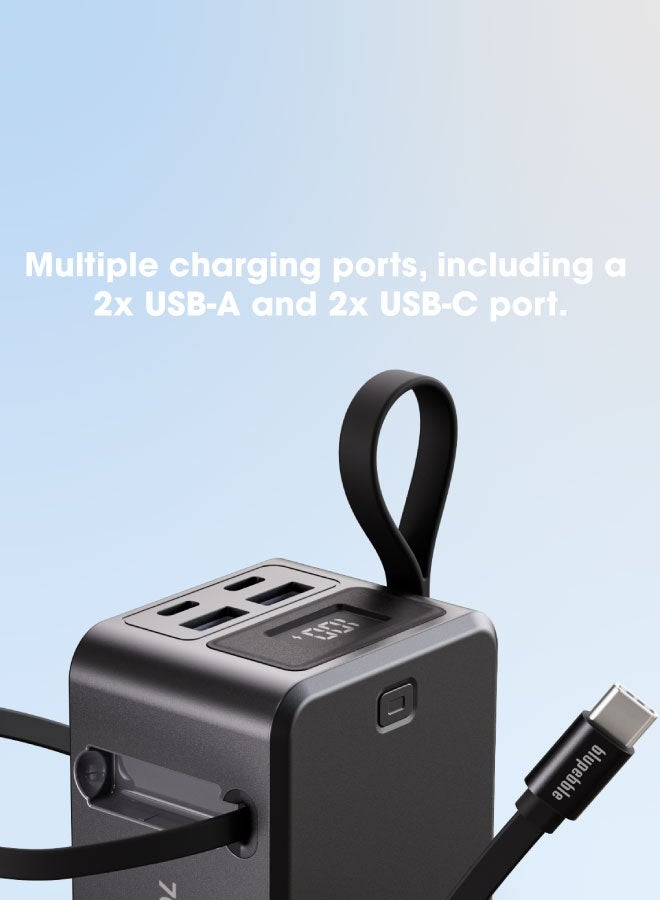 blupebble LinkPod 70 Power Bank 20000mAh 70W PD Fast Charging Portable Charger with Built-in Retractable USB-C Cable – Laptop Power Bank, LED Digital Display, 3 USB-C + 2 USB-A Multi-Port Fast Charger for MacBook, iPhone, Samsung & Tablets - Image 4
