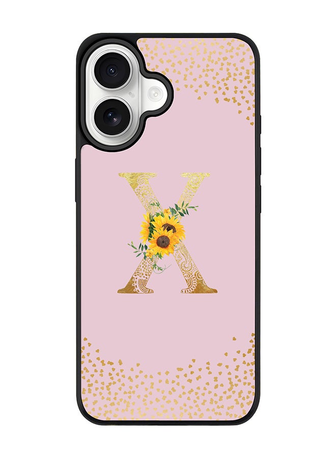 Stylizedd iPhone 17 Case, [Compatible with MagSafe] Slim Magnetic cover Phone Case iPhone 17 -Custom Floral Monogram - X  (Pink ) - Image 1
