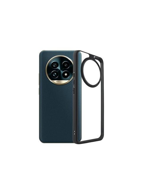 جراب خلفي صلب لهاتف Realme 12 Pro/12 Pro Plus من سلسلة Q، ظهر صلب شفاف وإطار من السيليكون TPU أسود متوافق مع Realme 12 Pro/12 Pro Plus (6.7 بوصة) - شفاف وأسود
