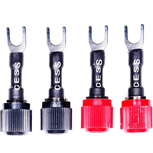 CNCESS Spade Fork Plug to Female Banana Jack Binding Post Adapter, Y Plug Speaker Terminal, 4 Pack - Image 1