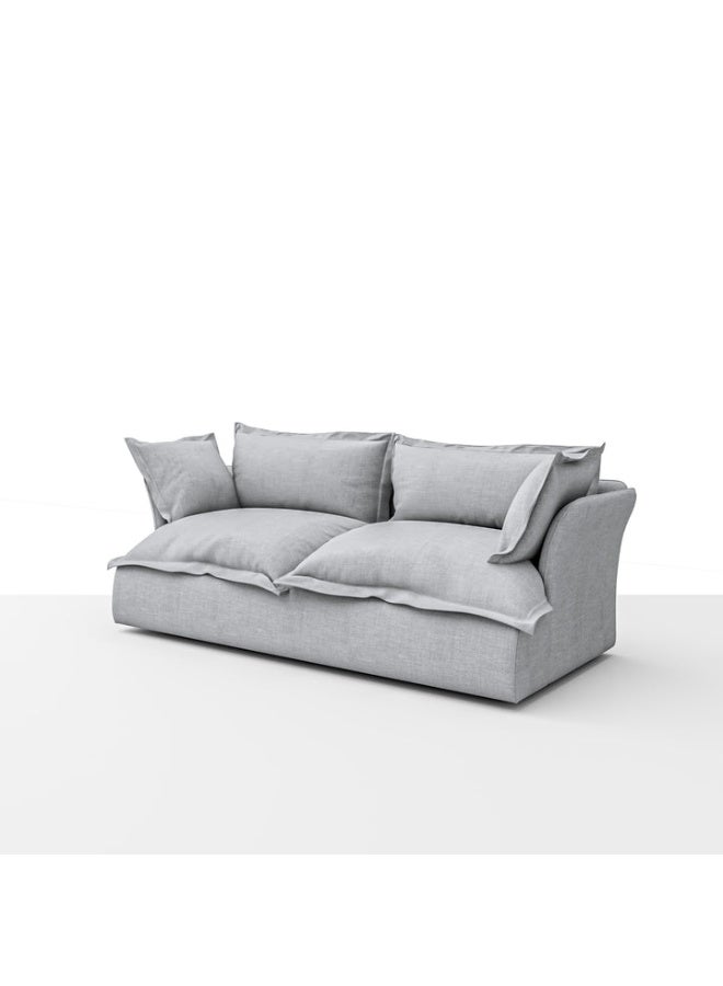ariika Haven 2 Seater Sofa 205 x 100 H:80 cm - Silver, 100% Polyester Linen Texture Soft Feel, Latex & down alternative filling.