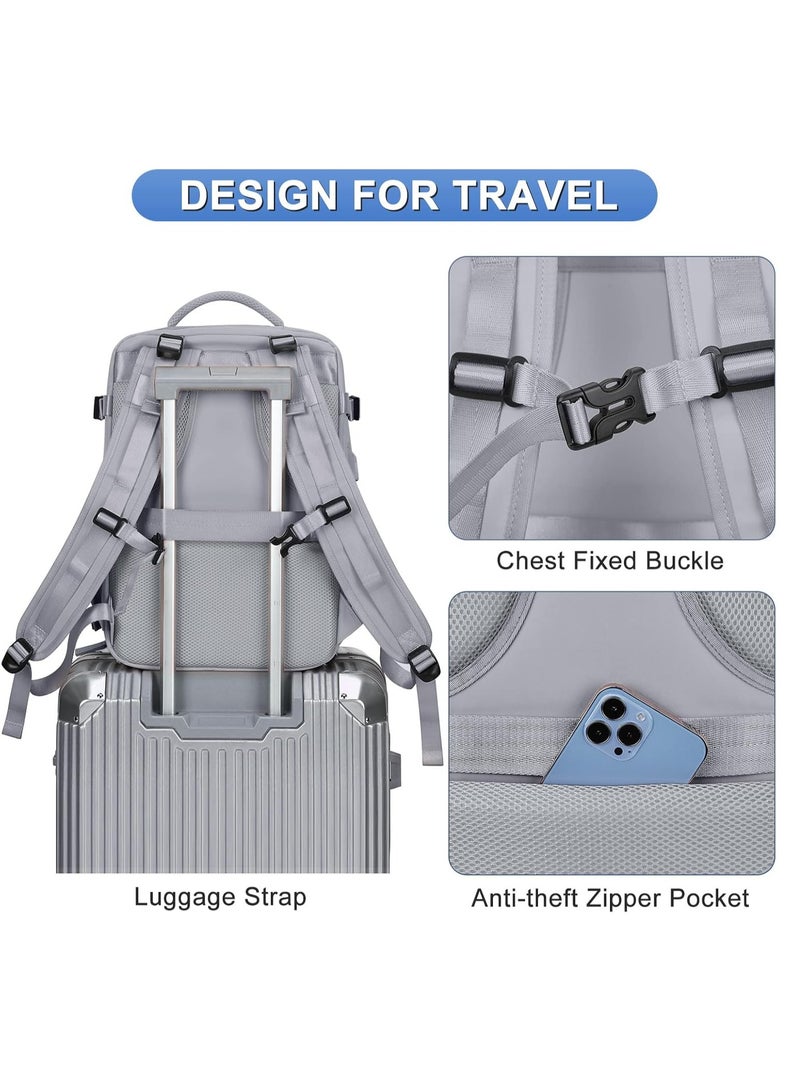 Extra Large Waterproof Travel Backpack, Business Weekender Luggage Backpack, Computer Bag, Hiking Bag, School Bag with Shoe Compartment, Wet Pocket, USB Interface - Image 4