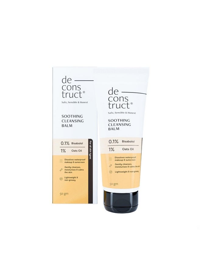 Deconstruct Soothing Makeup Cleansing Balm|Contains 0.1% Bisabolol&1% Oats Oil|Gentle Makeup Remover|For Normal,Dry,Combination Skin|Removes Excess Oil&Dirt,Detoxifies&Clear Pores|For Men&Women|50G  - Image 1