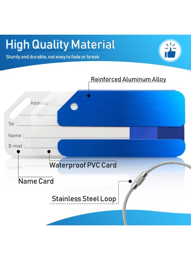 مجموعة مكونة من 6 بطاقات ألومنيوم للحقائب مع بطاقة تعريف الاسم، بطاقات تعريف حقائب متينة، بطاقات سفر للحقائب والأمتعة - Image 4