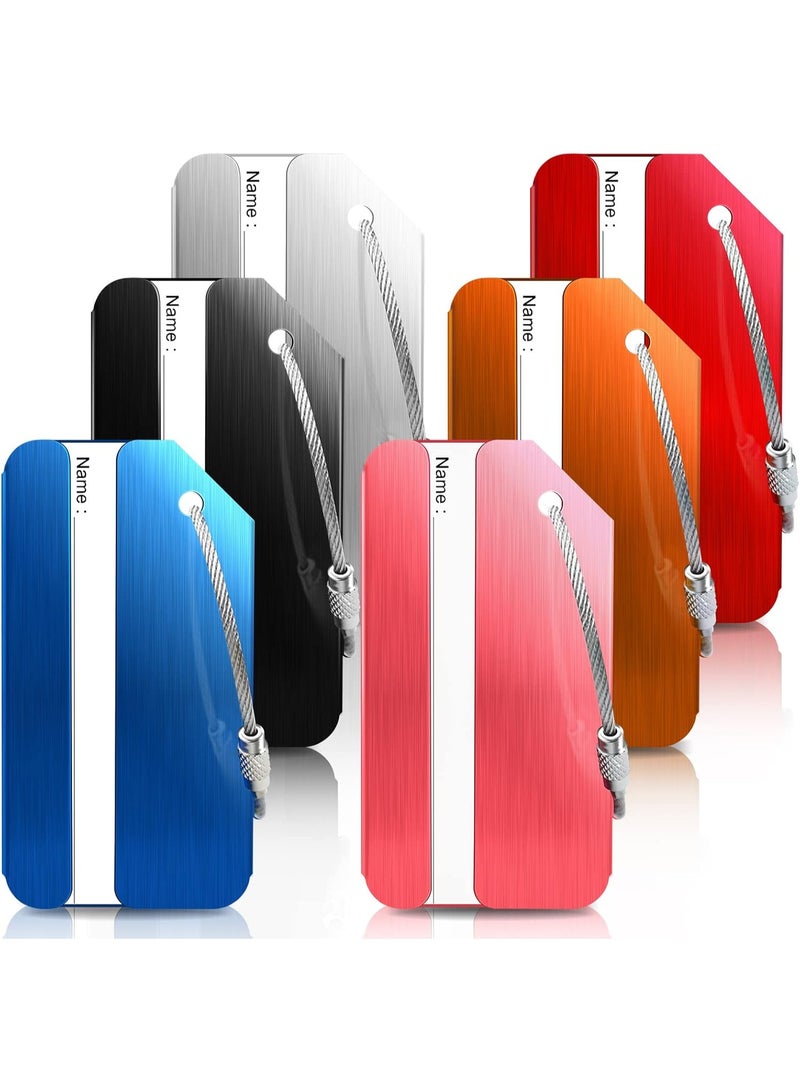 مجموعة مكونة من 6 بطاقات ألومنيوم للحقائب مع بطاقة تعريف الاسم، بطاقات تعريف حقائب متينة، بطاقات سفر للحقائب والأمتعة - Image 1