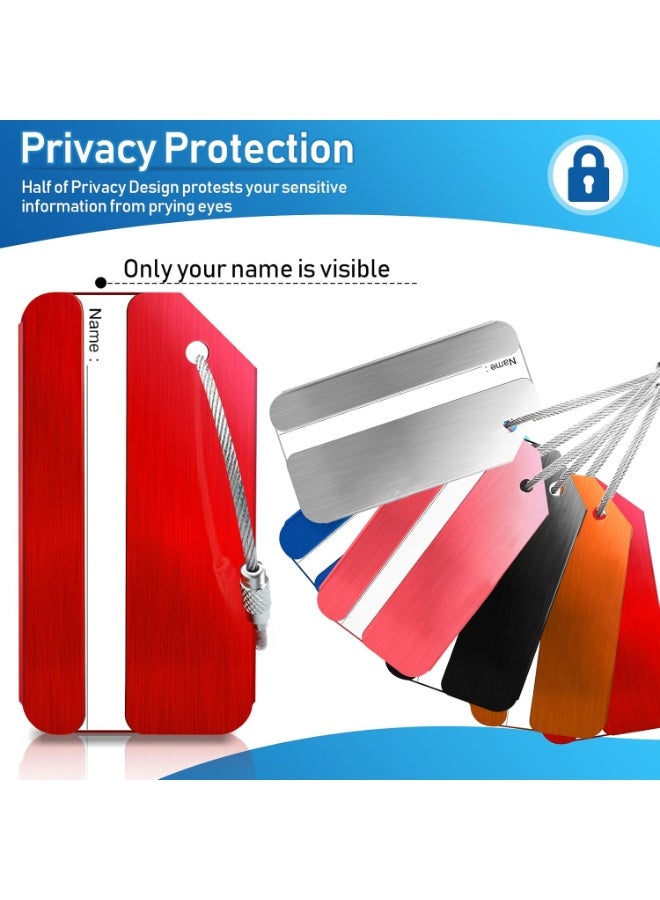 مجموعة مكونة من 6 بطاقات ألومنيوم للحقائب مع بطاقة تعريف الاسم، بطاقات تعريف حقائب متينة، بطاقات سفر للحقائب والأمتعة - Image 3