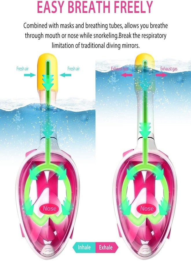 VBM قناع غوص VBM، قناع غطس، قناع غوص كامل الوجه مع سهولة التنفس، رؤية بحرية بزاوية 180 درجة، تصميم مضاد للضباب والتسرب، قناع سباحة وغوص كامل الوجه مع حامل كاميرا الحركة للبالغين (وردي، مقاس كبير/كبير جدًا) - Image 3